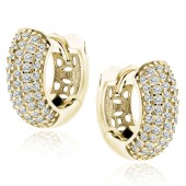 Cercei rotunzi argint placati cu aur galben Ø13 mm x 5 mm cu pietre DiAmanti Z2184DEG_W-DIA